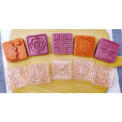 Pink Crystal Square Mooncake Press Mold