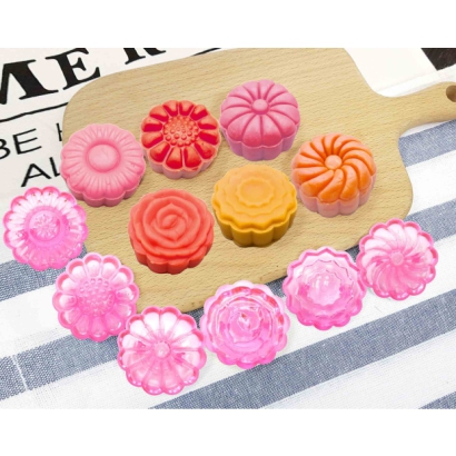 Pink Crystal 3D Round Mooncake Press Mold 