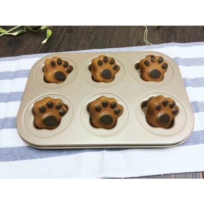 6-Cavity Nonstick Cat Paw Shaped Baking Pan