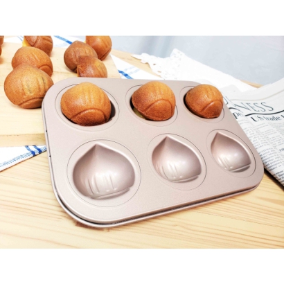 6-Cavity Chestnut Shaped Baking Mold