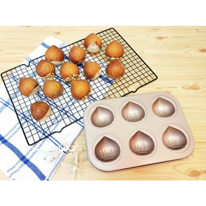 6-Cavity Chestnut Shaped Baking Mold