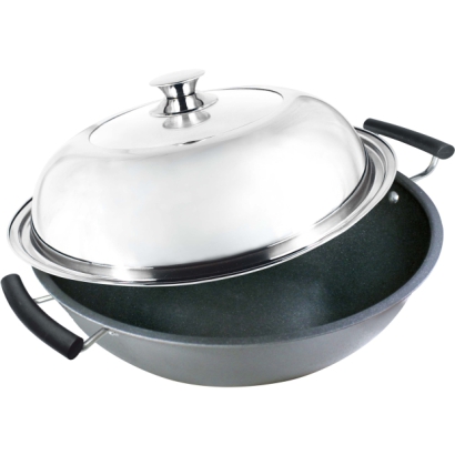 Royal Chef Nonstick Flat Bottom  Wok (with lid)