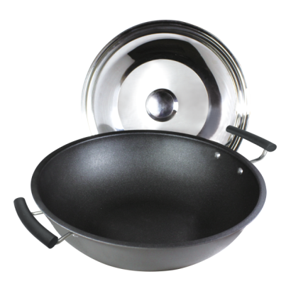 Royal Chef Nonstick Flat Bottom  Wok (with lid)