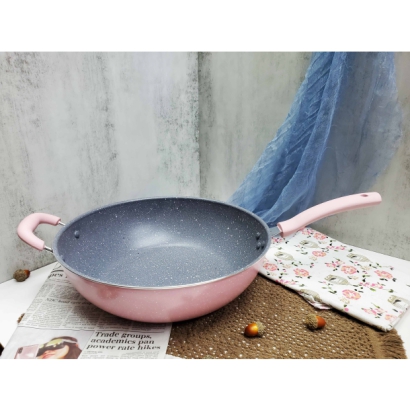 34CM Nonstick Granite Coating Flat Bottom Wok