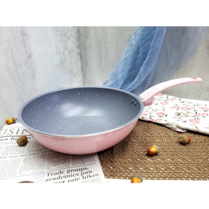 28CM Nonstick Granite Coating Flat Bottom Wok