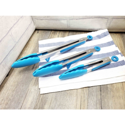 Premium Heat Resistant Silicone Tongs (12