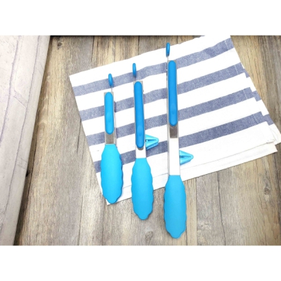 Premium Heat Resistant Silicone Tongs (12